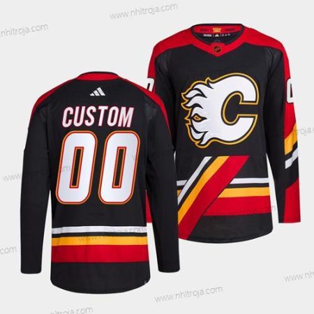 Herrar Calgary Flames Skräddarsydda Svart 2022-23 Omvänd Retro Stitched Tröjor