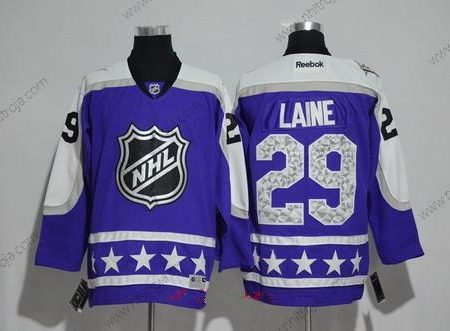 Herrar Central Division Winnipeg Jets #29 Patrik Laine Reebok Lila 2017 NHL All-Star Stitched Ice Hockey Tröjor