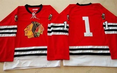 Herrar Chicago Blackhawks #1 Glenn Hall 1960-61 Röd Vintage Tröjor