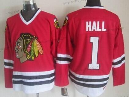 Herrar Chicago Blackhawks #1 Glenn Hall Röd Retro CCM Tröjor