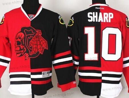 Herrar Chicago Blackhawks #10 Patrick Sharp Röd/Svart Two Tone With Röd Skulls Tröjor