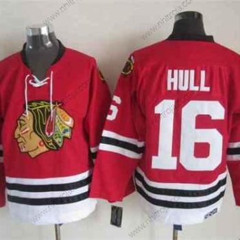 Herrar Chicago Blackhawks #16 Bobby Hull 1957-58 Röd CCM Vintage Tröjor