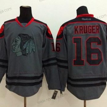 Herrar Chicago Blackhawks #16 Marcus Kruger Charcoal Grå Tröjor