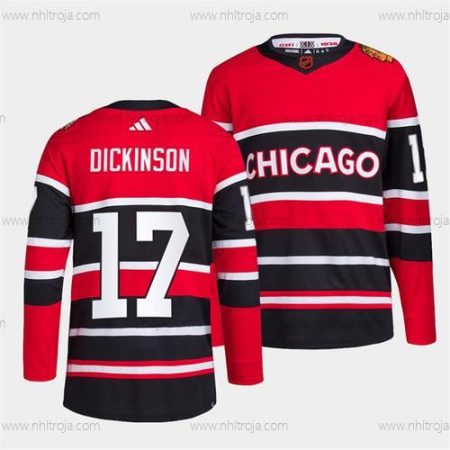 Herrar Chicago Blackhawks #17 Jason Dickinson Röd Svart 2022 Omvänd Retro Stitched Tröjor