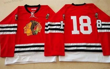 Herrar Chicago Blackhawks #18 Denis Savard 1960-61 Röd Vintage Tröjor