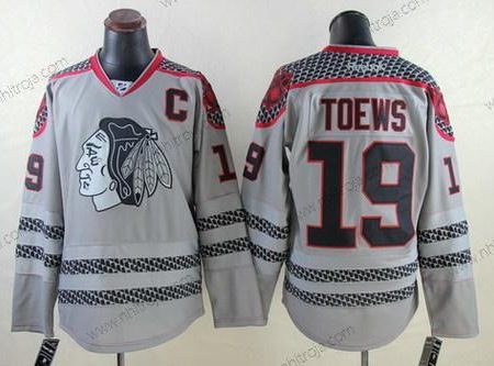 Herrar Chicago Blackhawks #19 Jonathan Toews Charcoal Grå Tröjor