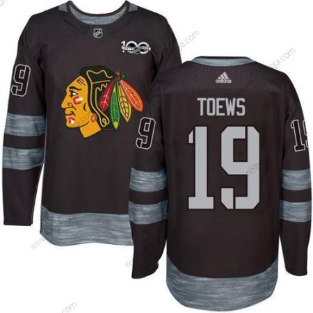 Herrar Chicago Blackhawks #19 Jonathan Toews Svart 1917-2017 100th Jubileum Stitched NHL Tröjor