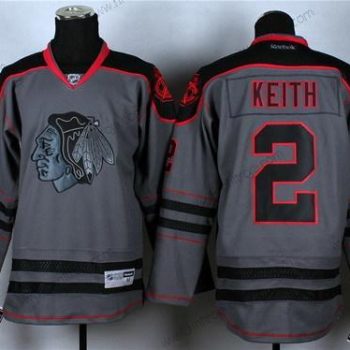 Herrar Chicago Blackhawks #2 Duncan Keith Charcoal Grå Tröjor