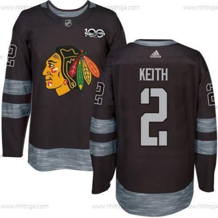 Herrar Chicago Blackhawks #2 Duncan Keith Svart 1917-2017 100th Jubileum Stitched NHL Tröjor