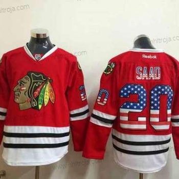 Herrar Chicago Blackhawks #20 Brandon Saad USA Flag Röd Tröjor