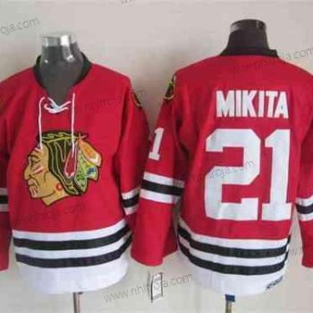 Herrar Chicago Blackhawks #21 Stan Mikita 1957-58 Röd CCM Vintage Tröjor