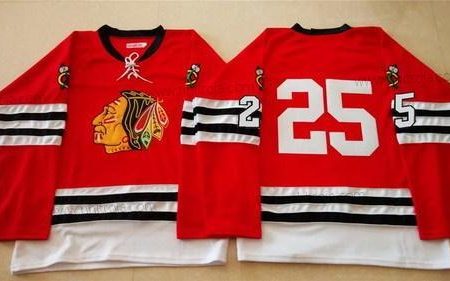 Herrar Chicago Blackhawks #25 Matt Carey 1960-61 Röd Vintage Tröjor