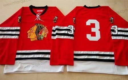 Herrar Chicago Blackhawks #3 Keith Magnuson 1960-61 Röd Vintage Tröjor