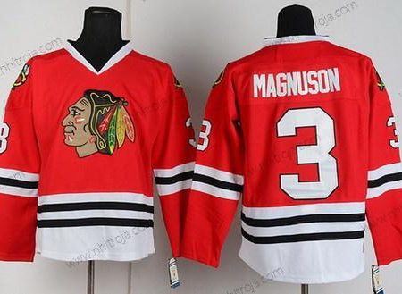 Herrar Chicago Blackhawks #3 Keith Magnuson Röd Retro CCM Tröjor