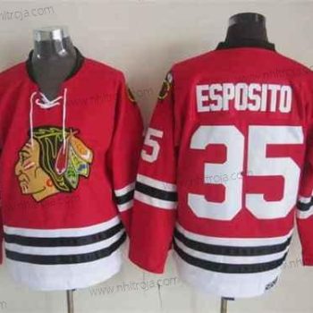 Herrar Chicago Blackhawks #35 Tony Esposito 1957-58 Röd Vintage Tröjor