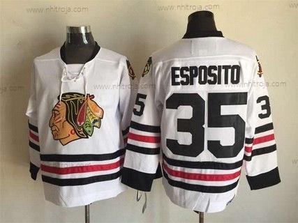 Herrar Chicago Blackhawks #35 Tony Esposito Vit CCM Vintage Tröjor Version 2