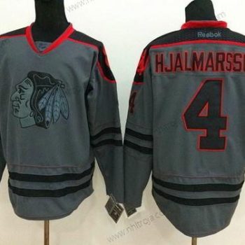 Herrar Chicago Blackhawks #4 Niklas Hjalmarsson Charcoal Grå Tröjor