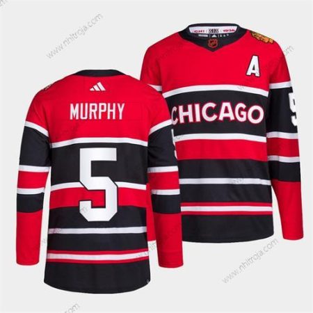 Herrar Chicago Blackhawks #5 Connor Murphy Röd Svart 2022 Omvänd Retro Stitched Tröjor