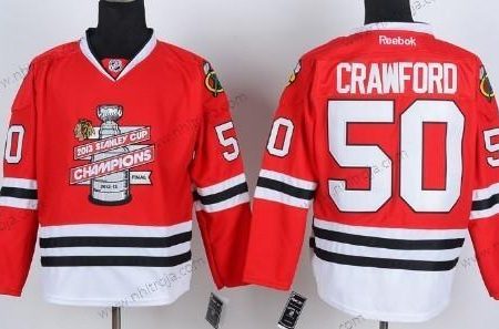 Herrar Chicago Blackhawks #50 Corey Crawford 2013 Champions Commemorate Röd Tröjor