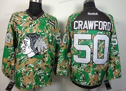 Herrar Chicago Blackhawks #50 Corey Crawford 2014 Camo Tröjor