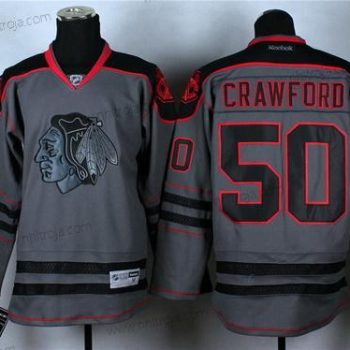 Herrar Chicago Blackhawks #50 Corey Crawford Charcoal Grå Tröjor