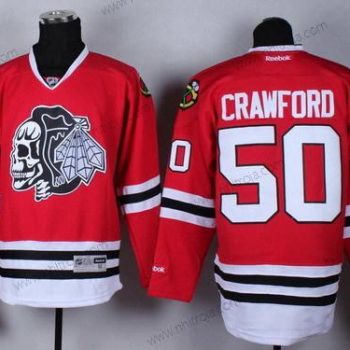 Herrar Chicago Blackhawks #50 Corey Crawford Röd With Svart Skulls Tröjor