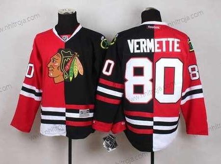 Herrar Chicago Blackhawks #80 Antoine Vermette Röd Svart Two Tone Tröjor