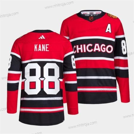 Herrar Chicago Blackhawks #88 Patrick Kane Röd Svart 2022 Omvänd Retro Stitched Tröjor