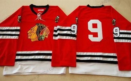 Herrar Chicago Blackhawks #9 Bobby Hull 1960-61 Röd Vintage Tröjor