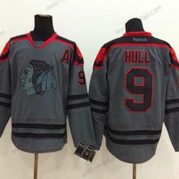 Herrar Chicago Blackhawks #9 Bobby Hull Charcoal Grå Tröjor