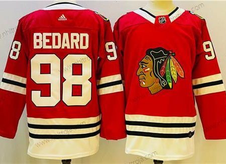 Herrar Chicago Blackhawks #98 Connor Bedard Röd Svart Stitched Tröjor