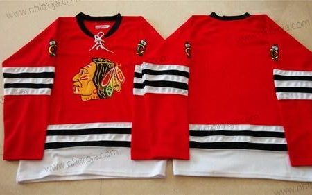 Herrar Chicago Blackhawks Blank 1960-61 Röd Vintage Tröjor