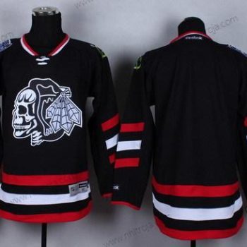 Herrar Chicago Blackhawks Blank 2014 Stadium Series Svart With Svart Skulls Tröjor