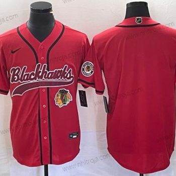 Herrar Chicago Blackhawks Blank Röd Cool Base Stitched Baseball Tröjor