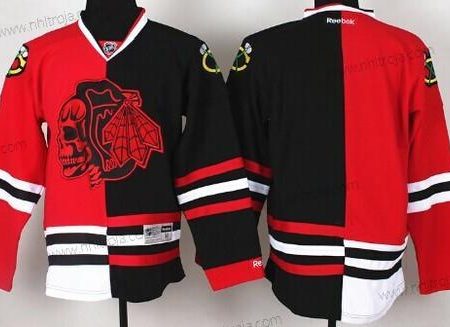 Herrar Chicago Blackhawks Blank Röd/Svart Two Tone With Röd Skulls Tröjor