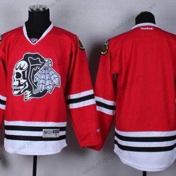 Herrar Chicago Blackhawks Blank Röd With Svart Skulls Tröjor