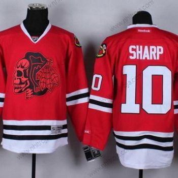 Herrar Chicago Blackhawks Röd #10 Patrick Sharp With Skulls Tröjor