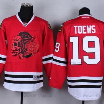 Herrar Chicago Blackhawks Röd #19 Jonathan Toews With Skulls Tröjor