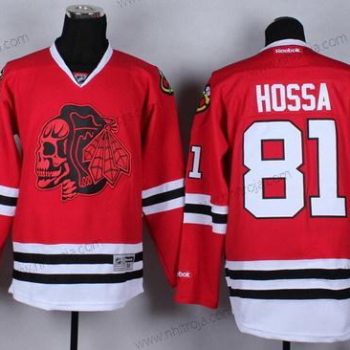 Herrar Chicago Blackhawks Röd #81 Marian Hossa With Skulls Tröjor