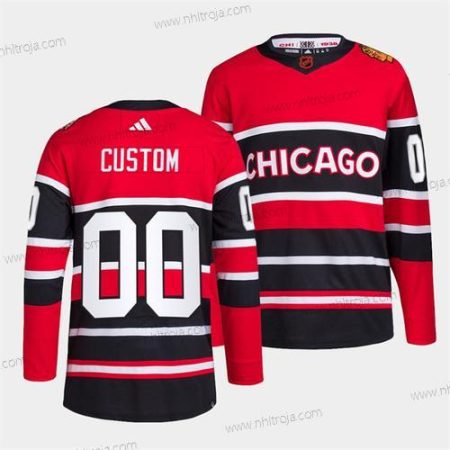 Herrar Chicago Blackhawks Skräddarsydda Röd Svart 2022 Omvänd Retro Stitched Tröjor