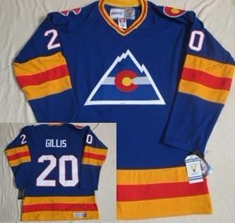 Herrar Colorado Avalanche #20 Mike Gillis Blå Retro CCM Tröjor