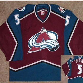 Herrar Colorado Avalanche #5 Brett Clark Röd Blå Game Worn Reebok Tröjor