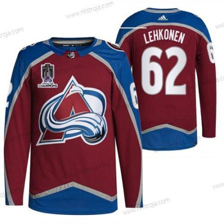 Herrar Colorado Avalanche #62 Artturi Lehkonen 2022 Röd Blå Stanley Cup Champions Patch Stitched Tröjor