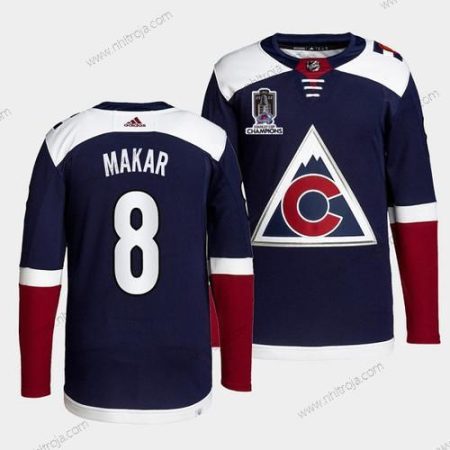 Herrar Colorado Avalanche #8 Cale Makar 2022 Marin Stanley Cup Champions Patch Stitched Tröjor