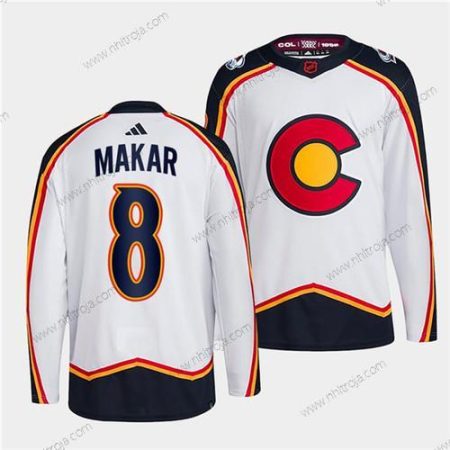 Herrar Colorado Avalanche #8 Cale Makar Vit 2022-23 Omvänd Retro Stitched Tröjor