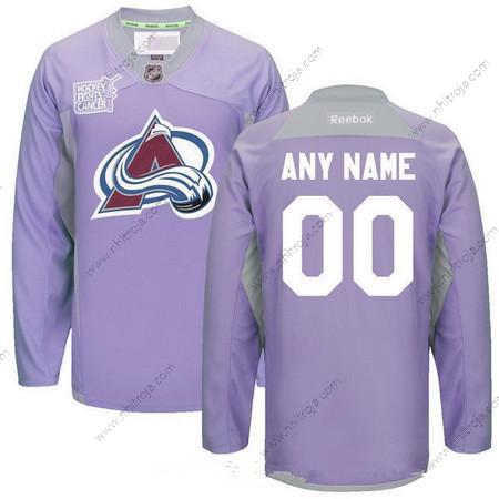 Herrar Colorado Avalanche Skräddarsydda Lila Rosa Reebok Hockey Bekämpar cancer Träning Tröjor