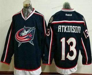 Herrar Columbus Blue Jackets #13 Cam Atkinson Marin Blå Stitched NHL Reebok Hockey Hemma Tröjor