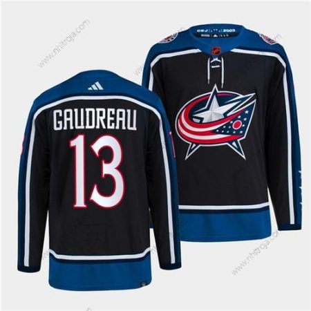 Herrar Columbus Blue Jackets #13 Johnny Gaudreau Marin 2022 Omvänd Retro Stitched Tröjor