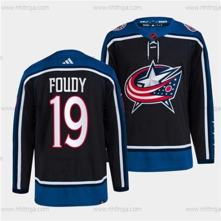 Herrar Columbus Blue Jackets #19 Liam Foudy Marin 2022 Omvänd Retro Stitched Tröjor