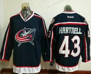 Herrar Columbus Blue Jackets #43 Scott Hartnell Marin Blå Stitched NHL Reebok Hockey Hemma Tröjor